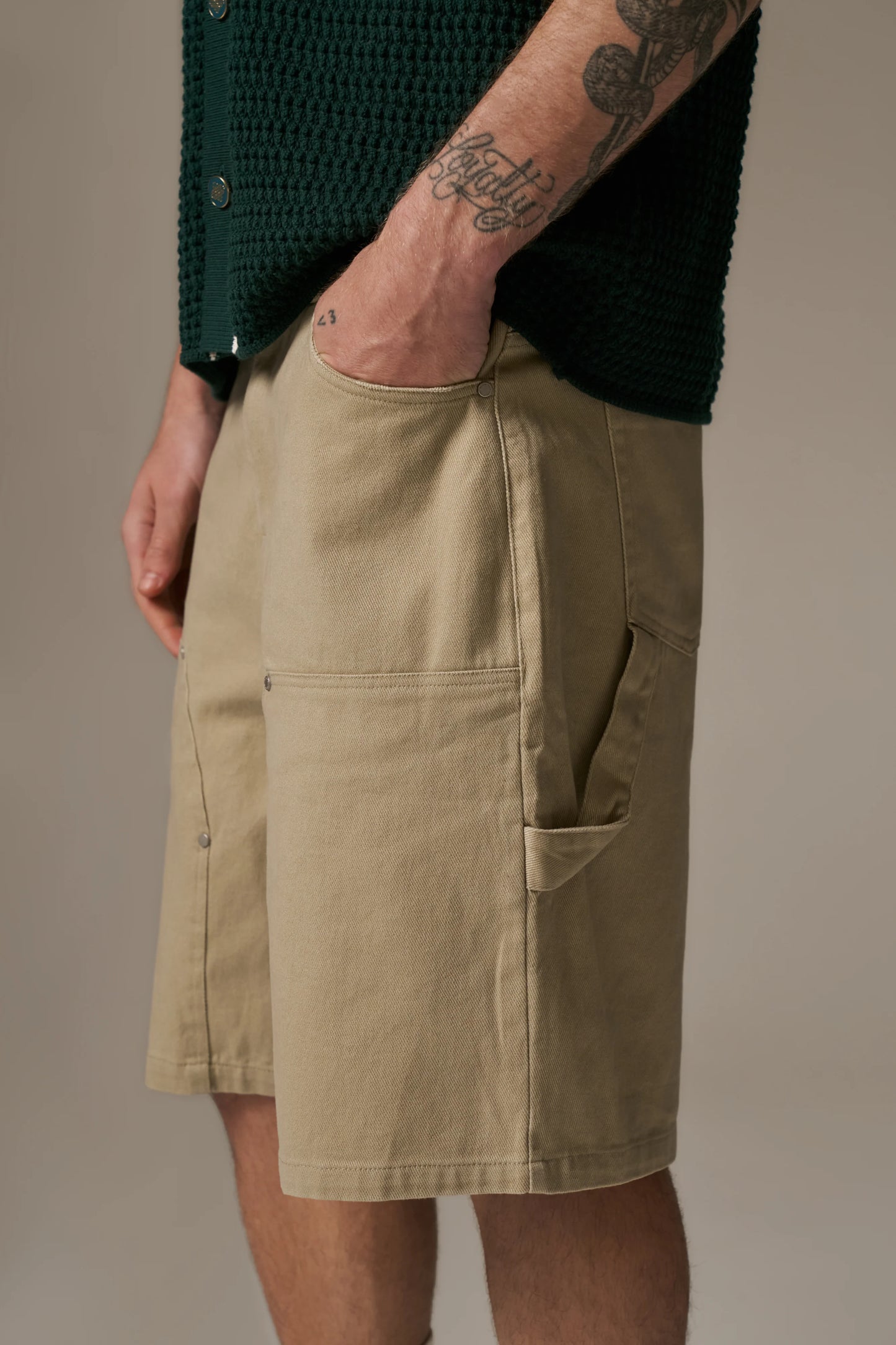 TWILL CARPENTER SHORTS BEIGE