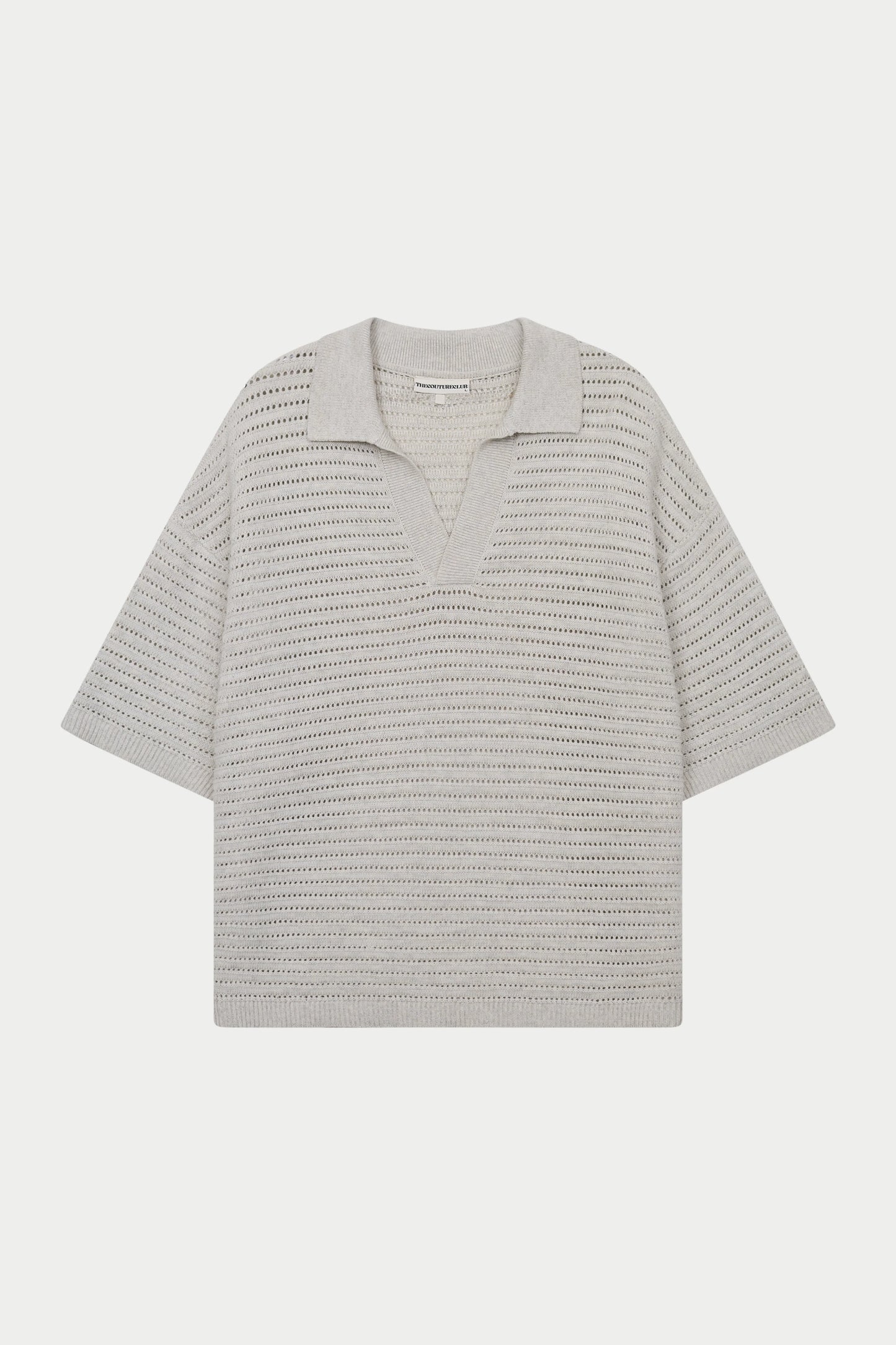 KNITTED POLO SHIRT LIGHT GREY