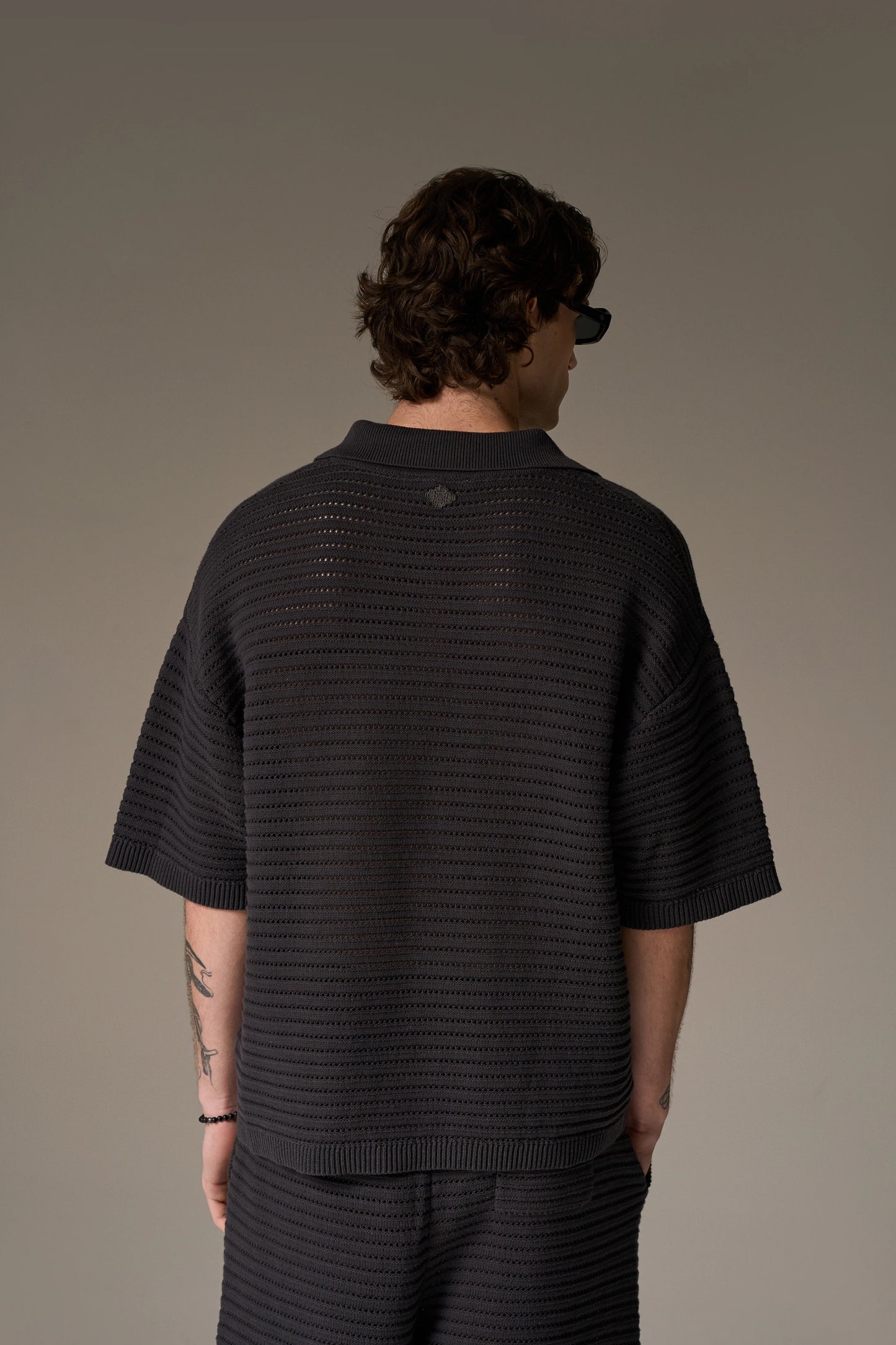 KNITTED POLO SHIRT CHARCOAL
