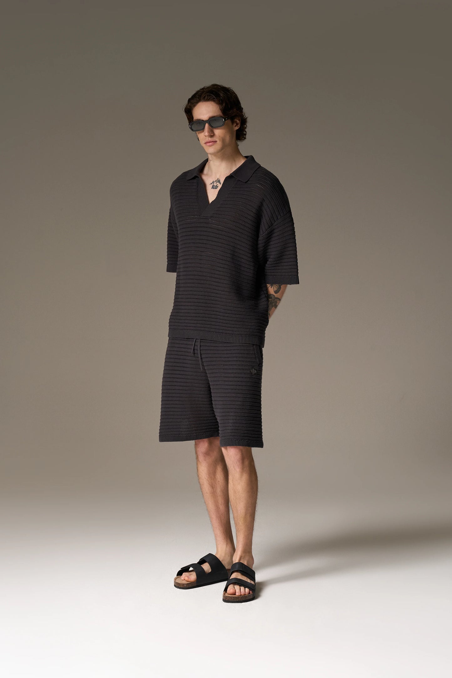 KNITTED SHORTS CHARCOAL