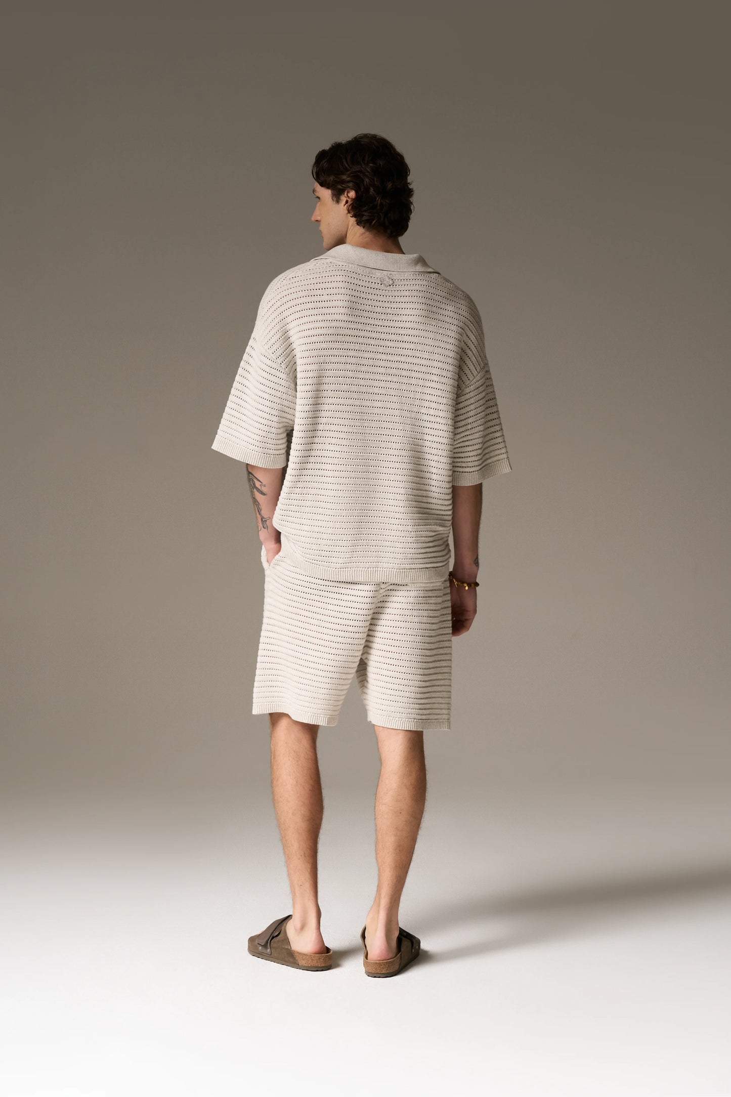 KNITTED POLO SHIRT LIGHT GREY