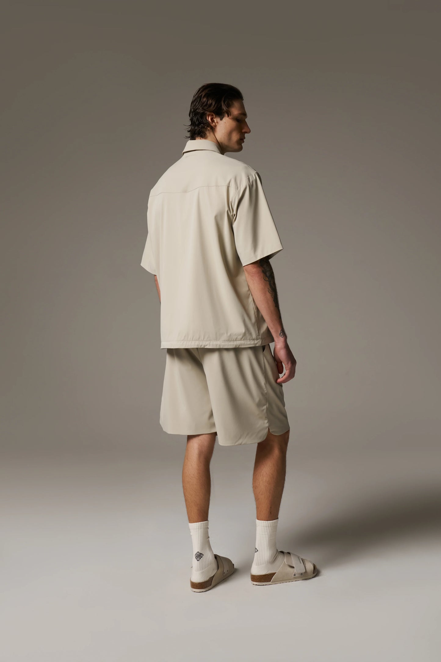 NYLON DRAWCORD SHIRT STONE