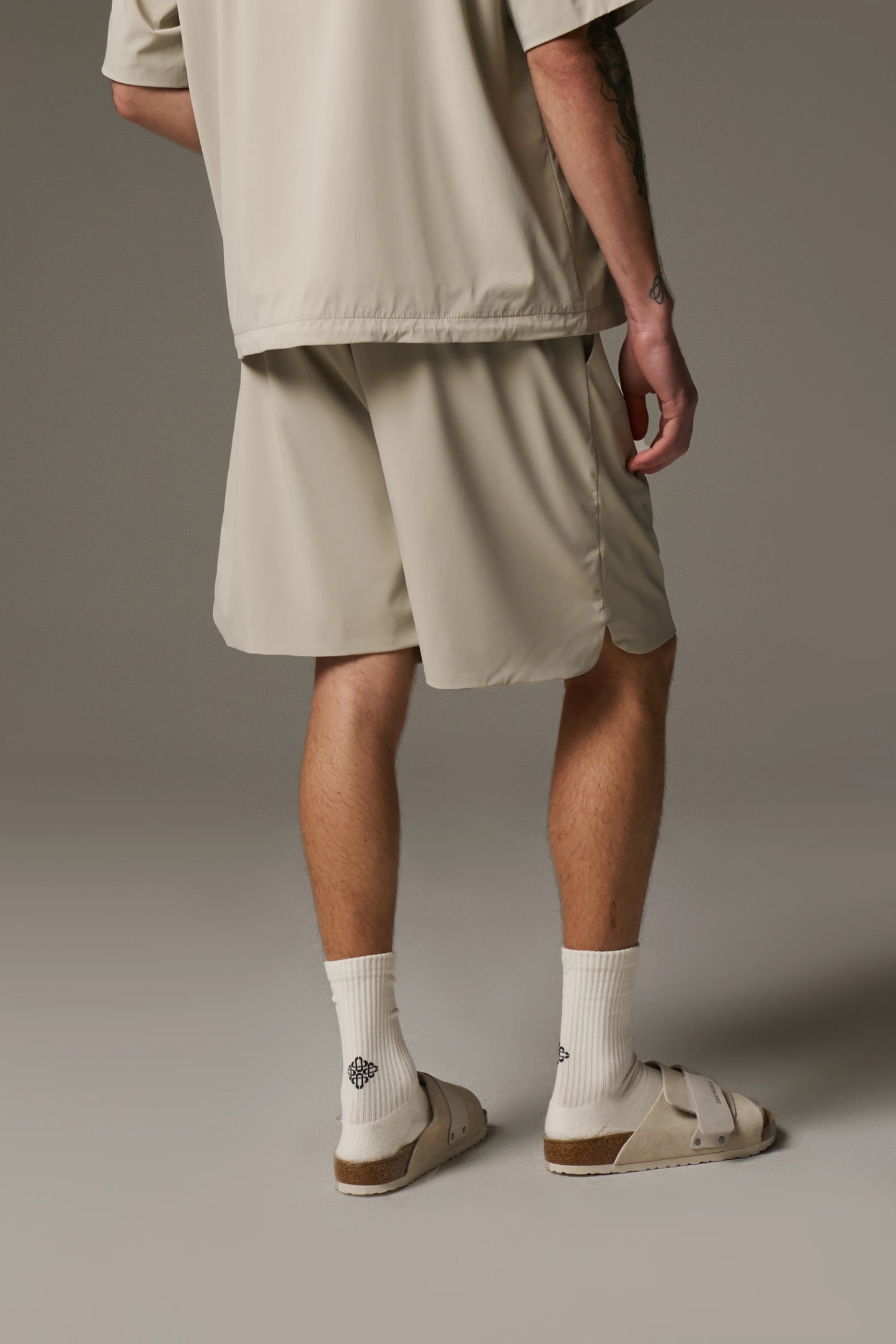 NYLON DRAWCORD SHORTS STONE