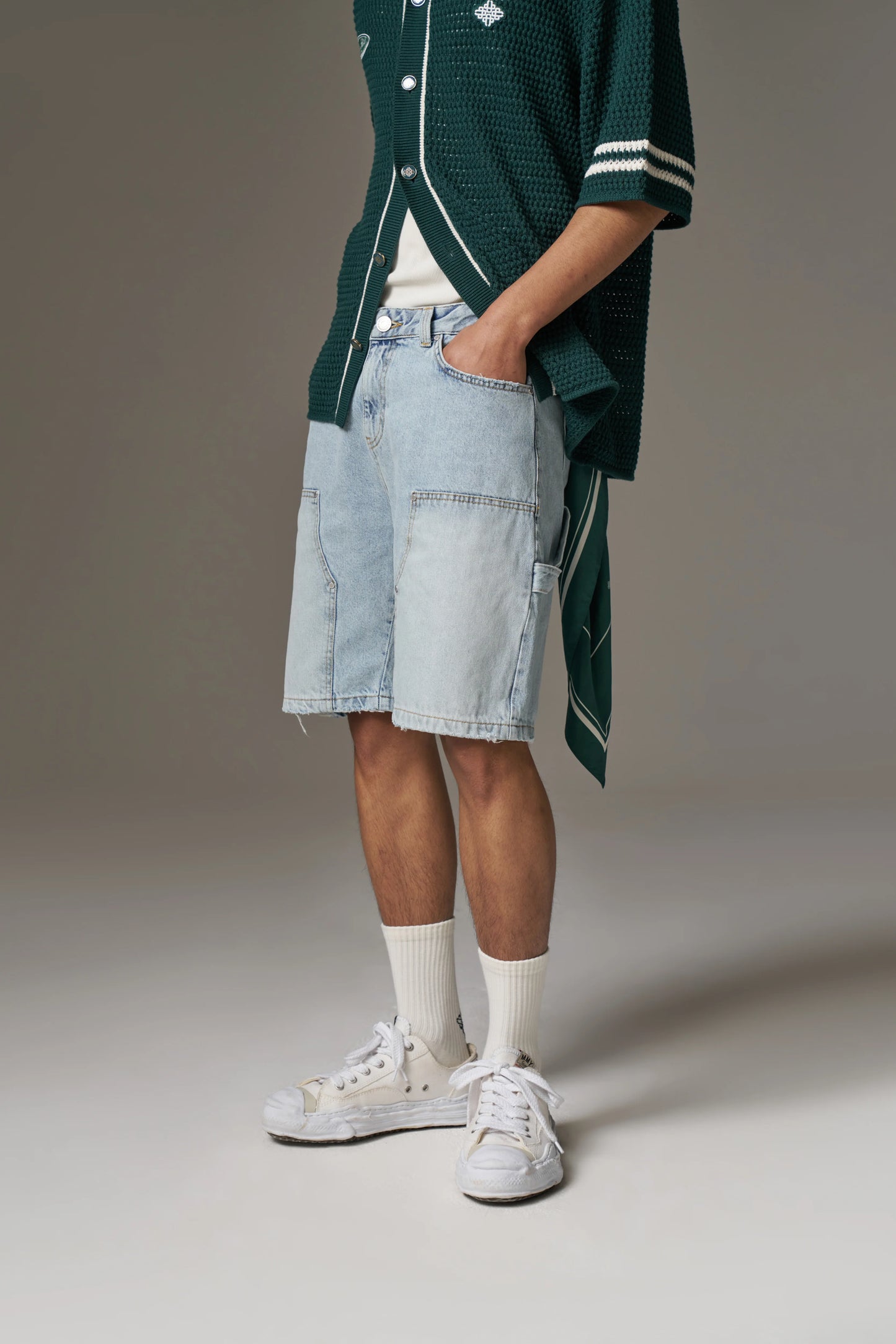 DENIM CARPENTER SHORTS BLUE WASH