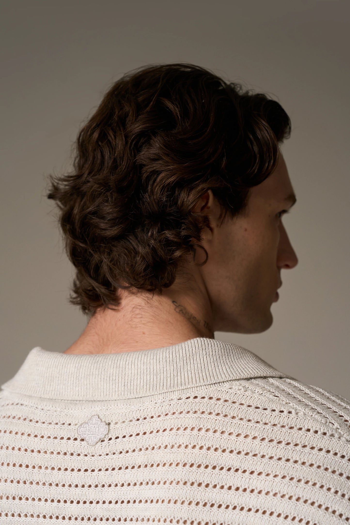 KNITTED POLO SHIRT LIGHT GREY