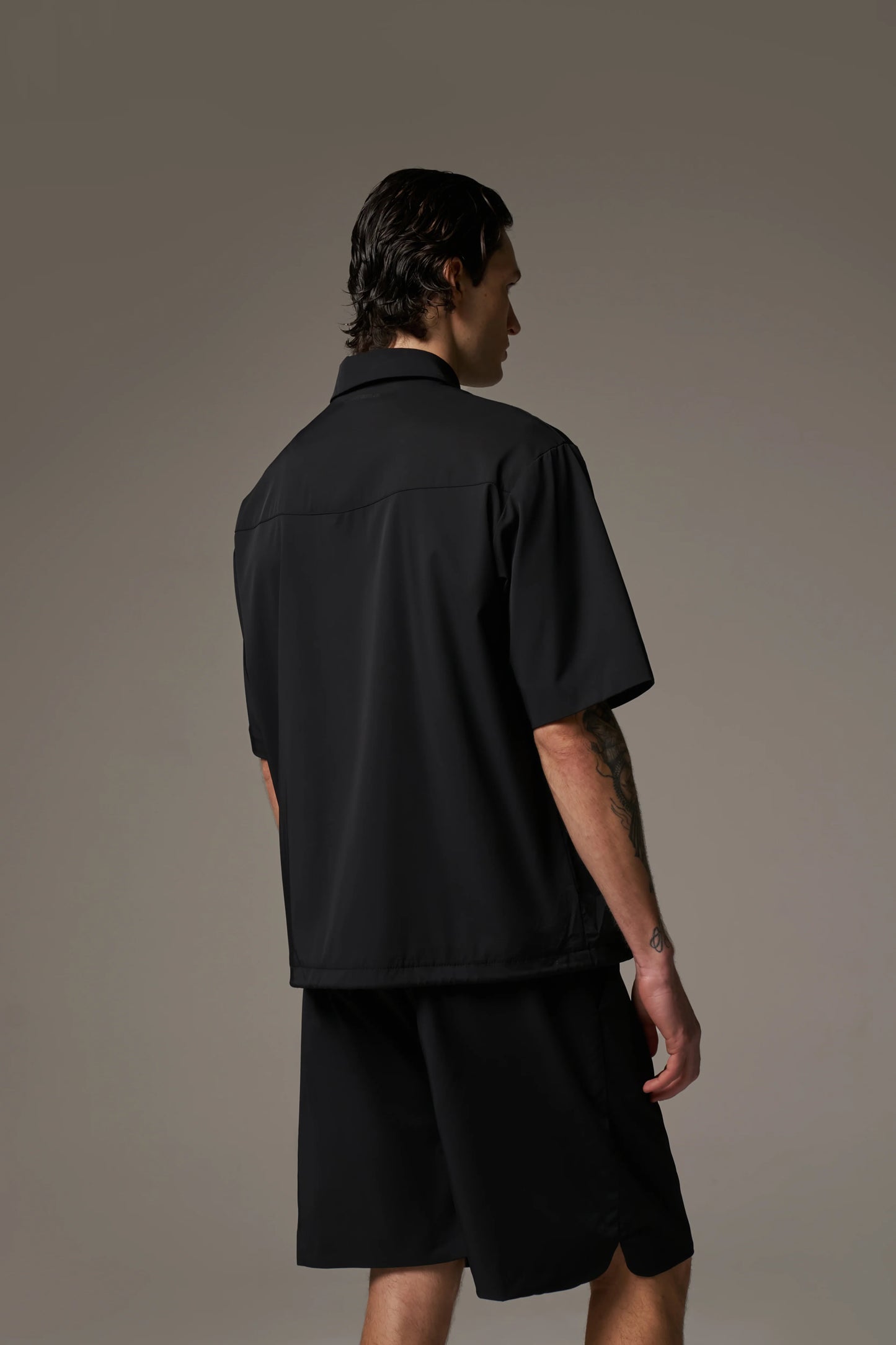 NYLON DRAWCORD SHIRT BLACK