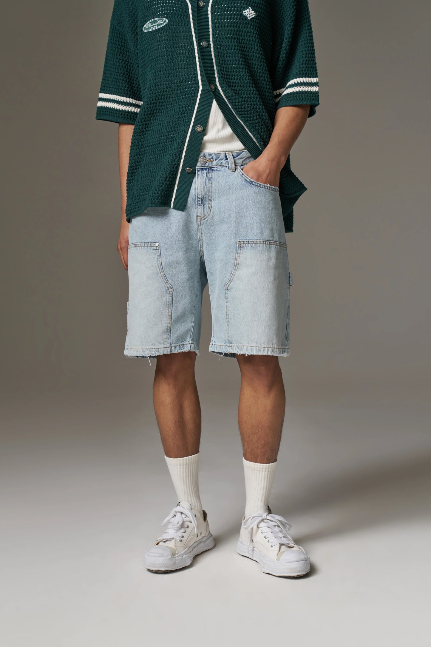 DENIM CARPENTER SHORTS BLUE WASH