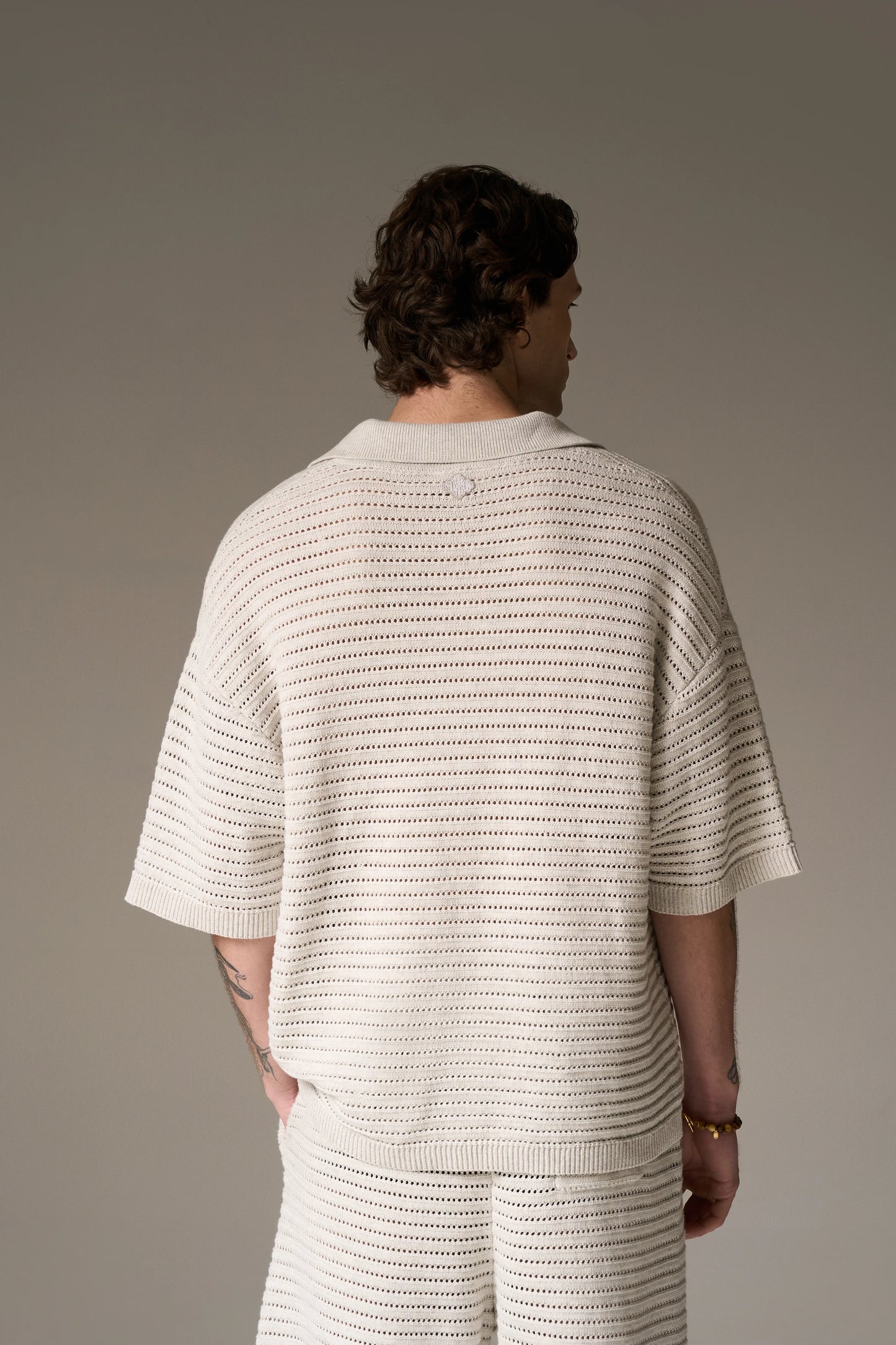 KNITTED POLO SHIRT LIGHT GREY
