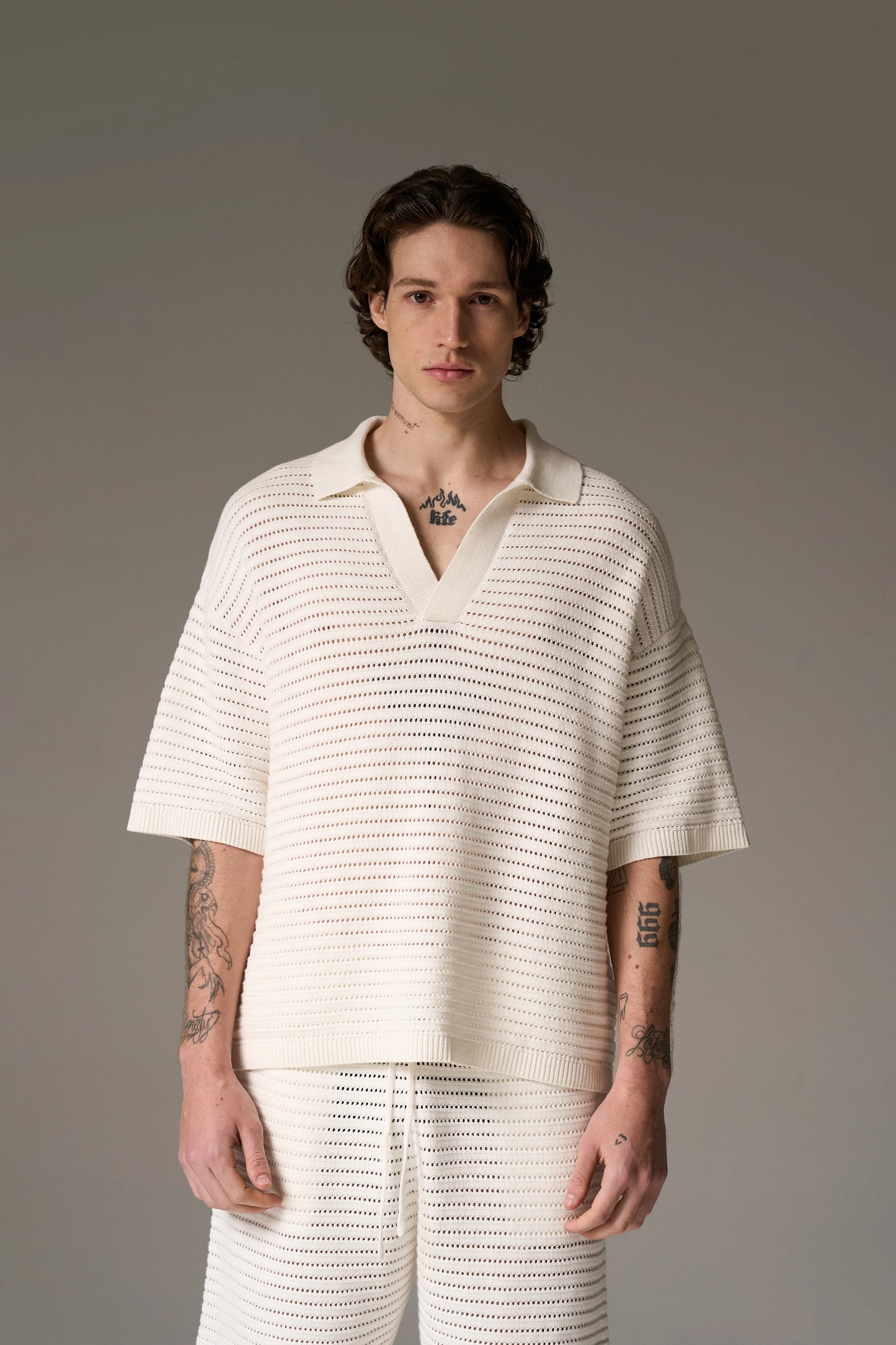 KNITTED POLO SHIRT WHITE