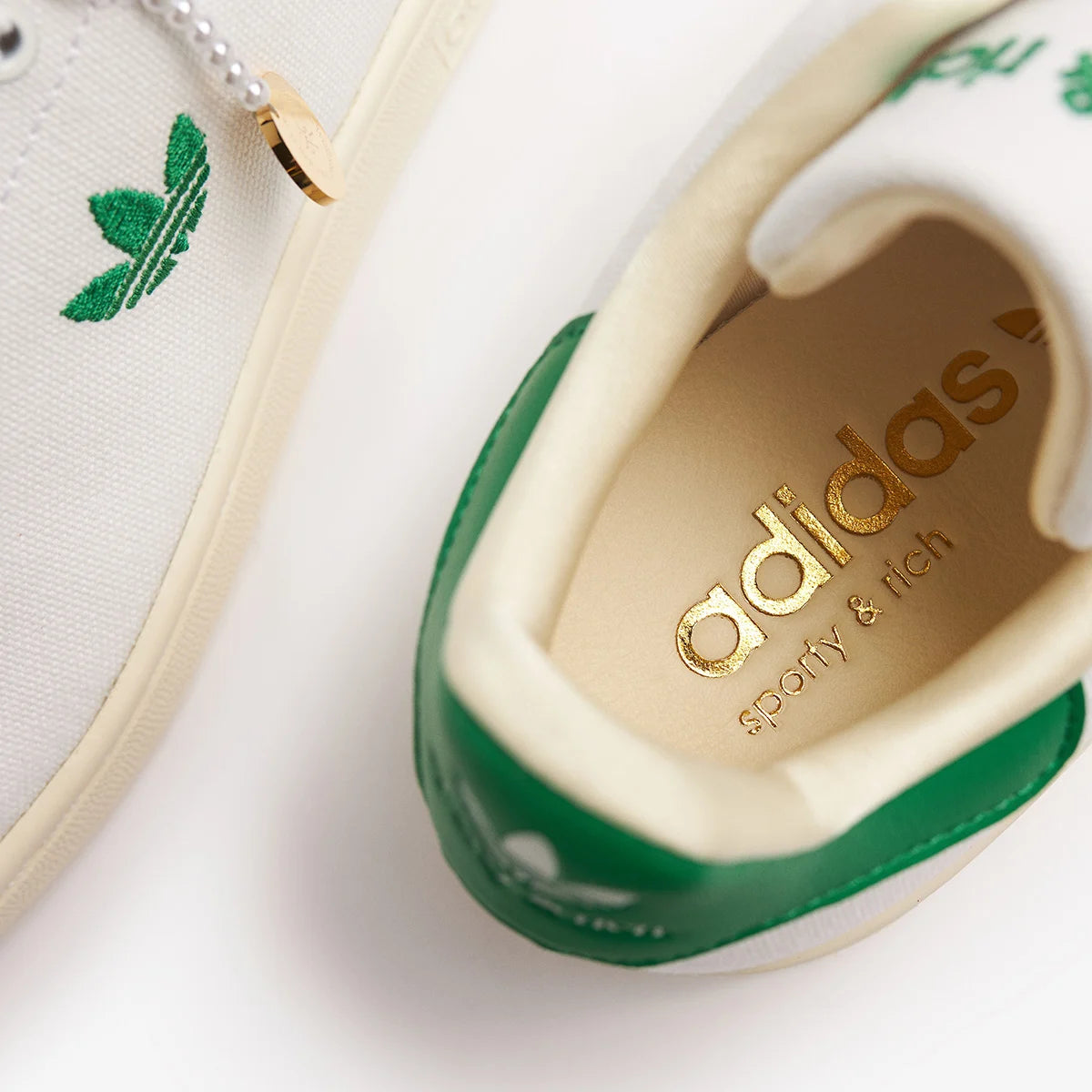ADIDAS ORIGINALS + Sporty & Rich Stan Smith leather-trimmed canvas sneakers
