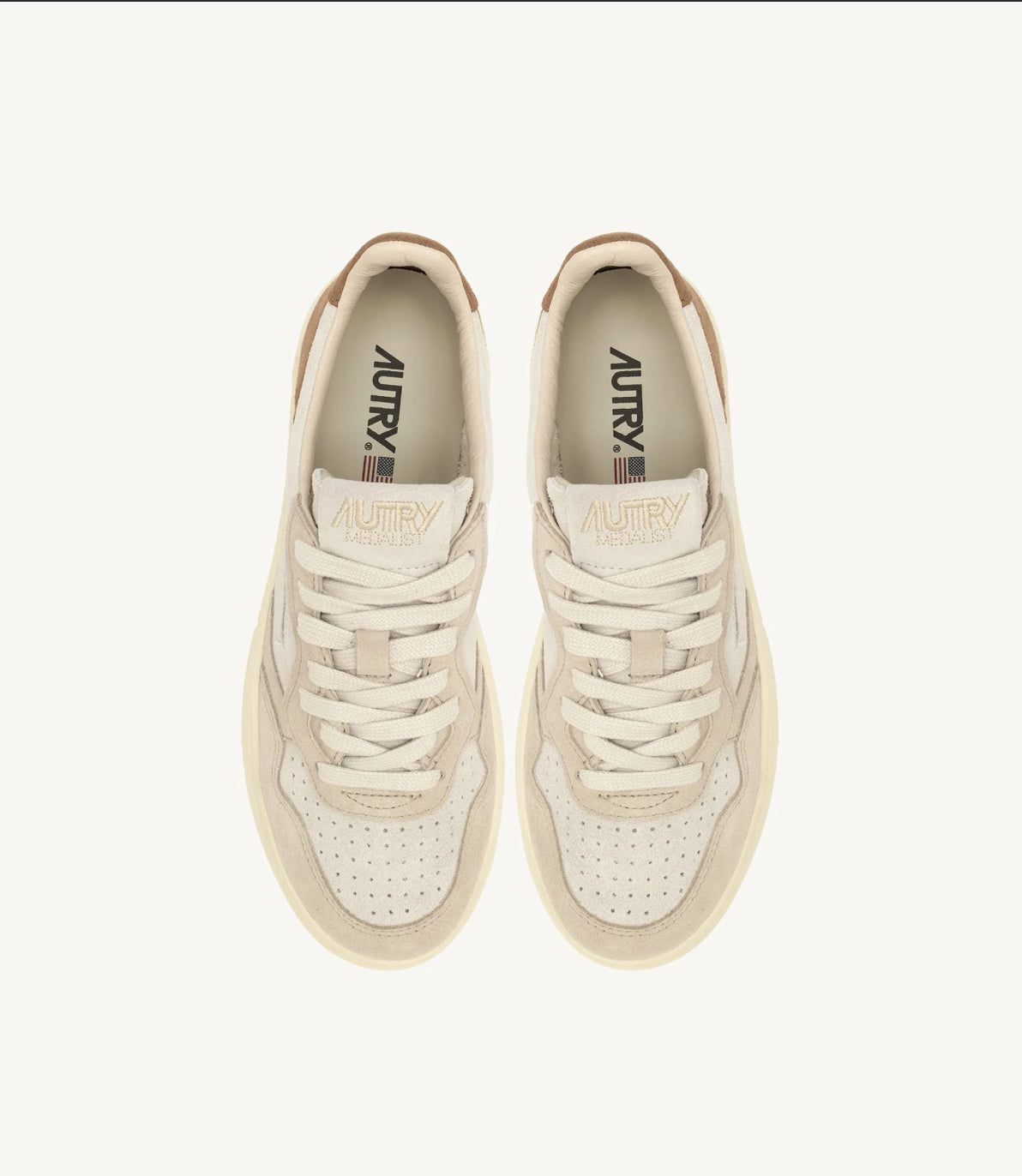 AUTRY SNEAKERS MEDALIST LOW TRICOLOR SNEAKERS IN SAND AND CIGAR SUEDE