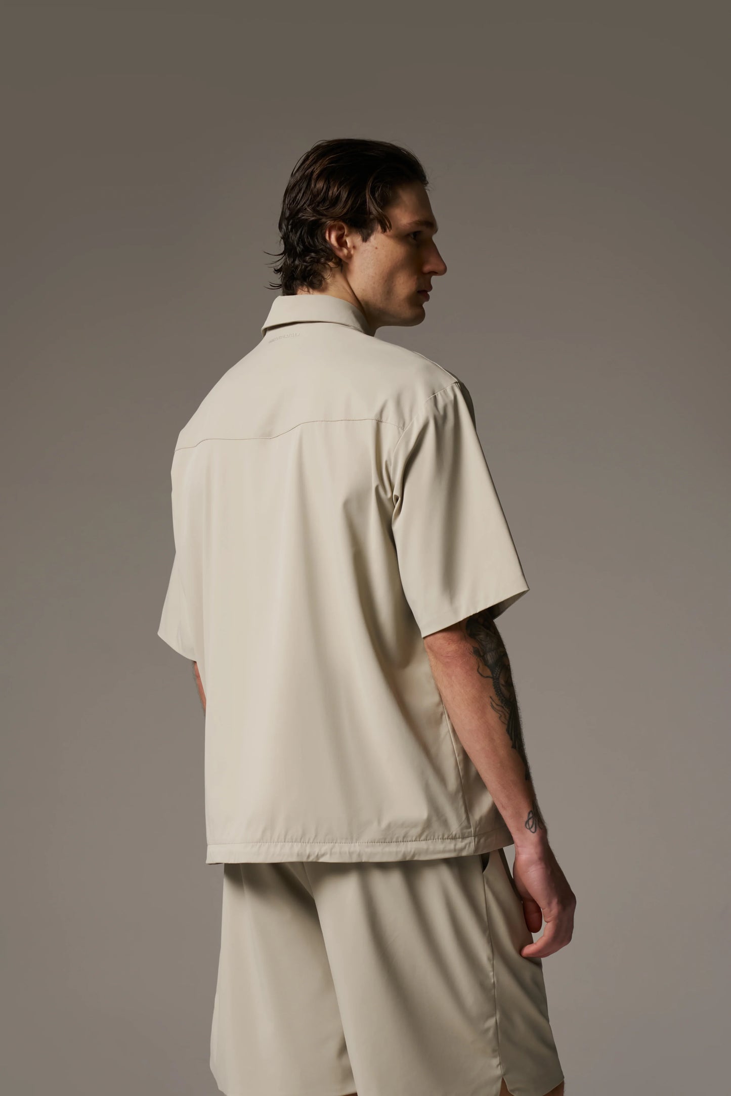 NYLON DRAWCORD SHIRT STONE