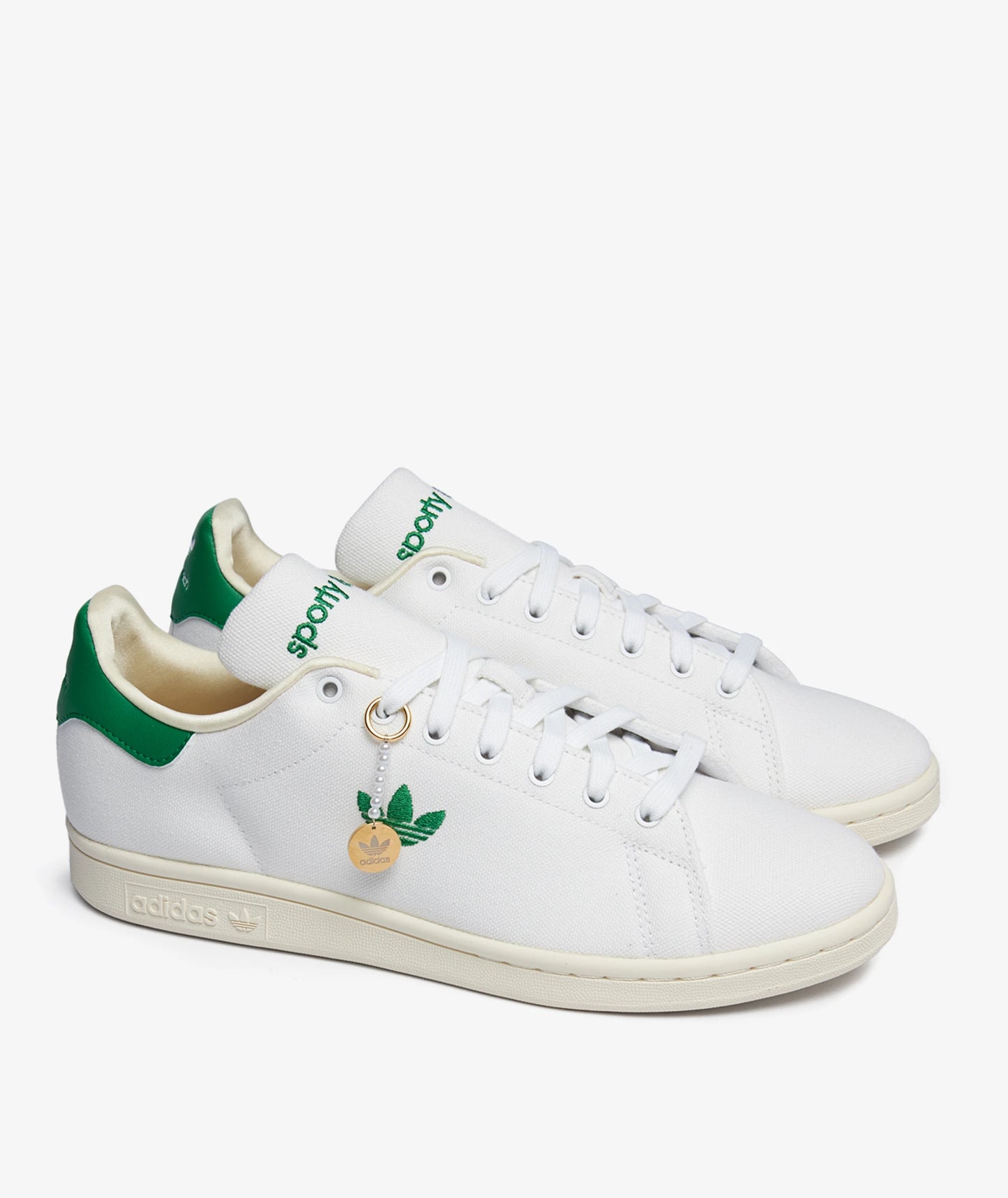 ADIDAS ORIGINALS + Sporty & Rich Stan Smith leather-trimmed canvas sneakers