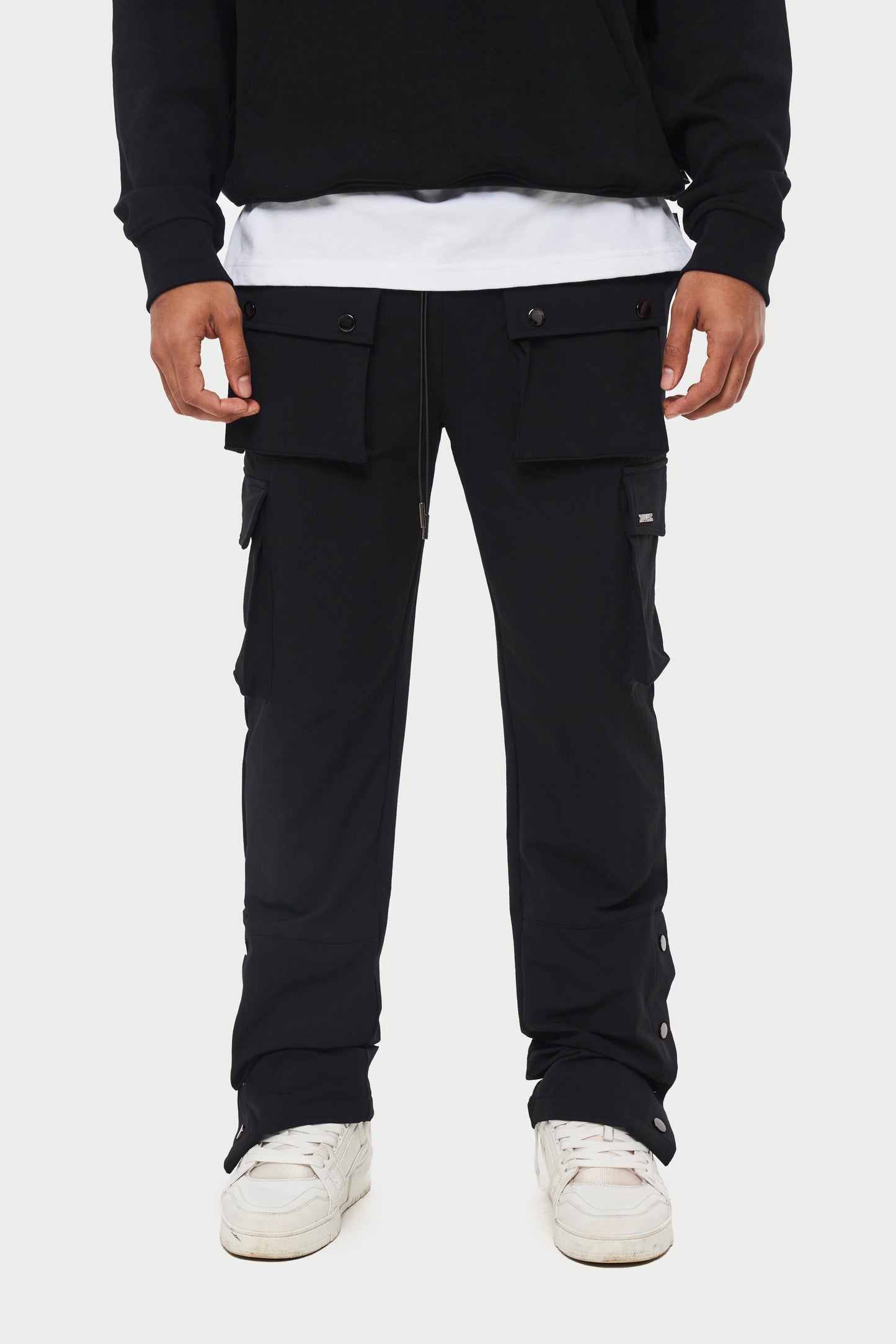 TECHNICAL STRETCH POPPER DETAIL CARGO PANTS