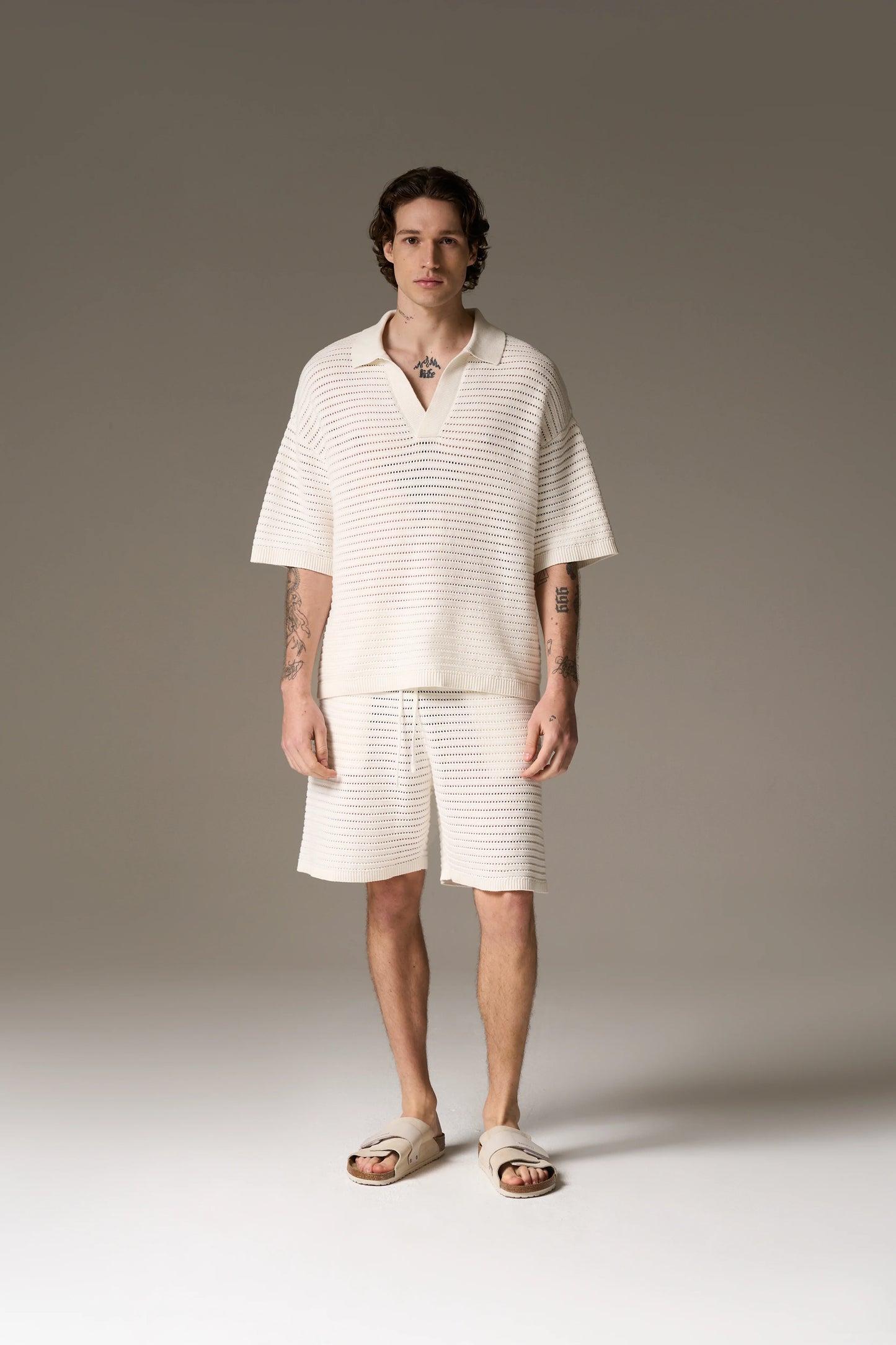 KNITTED POLO SHIRT WHITE