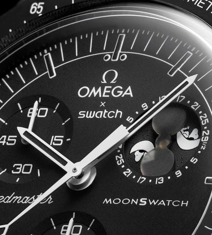 Swatch x Omega Bioceramic Moonswatch Mission To Moonphase Snoopy Black