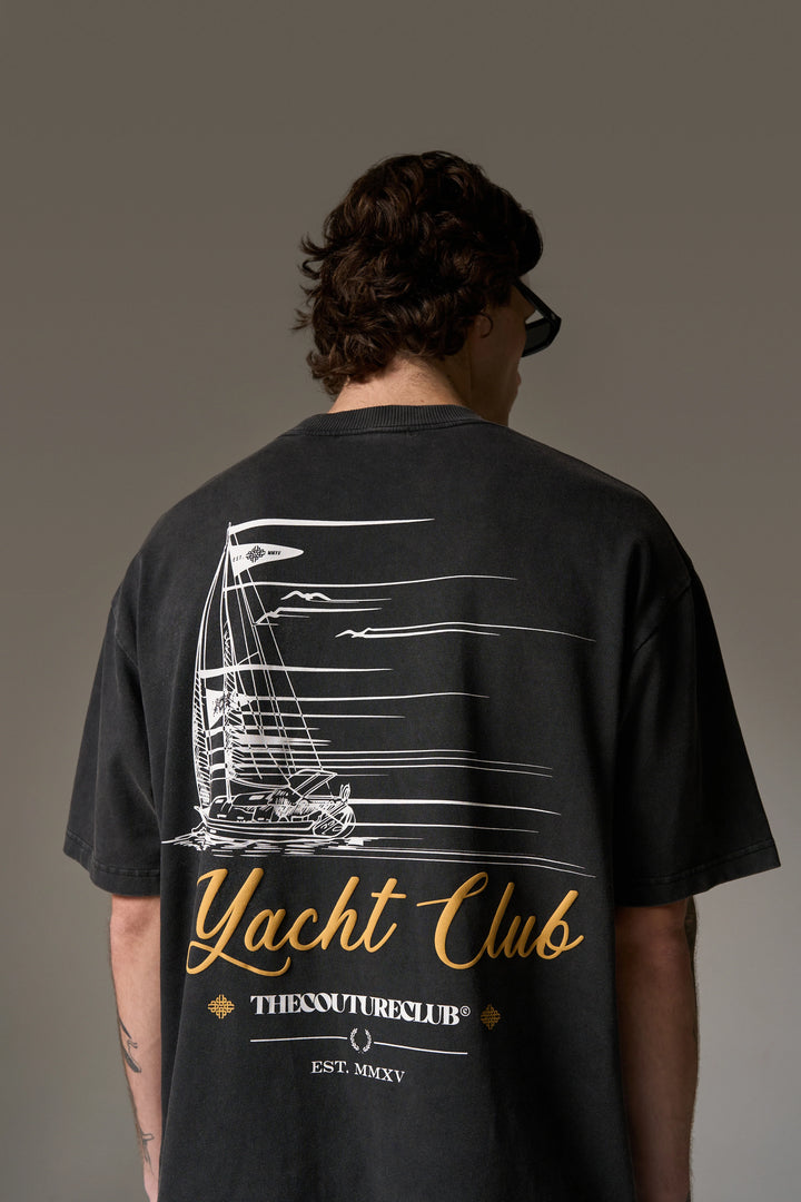 YACHT CLUB GRAPHIC T-SHIRT WASHED BLACK