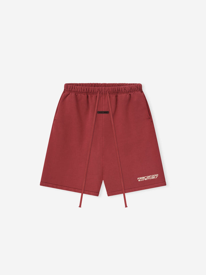 ESSENTIALS RELAXED SWEATSHORT CRIMSON