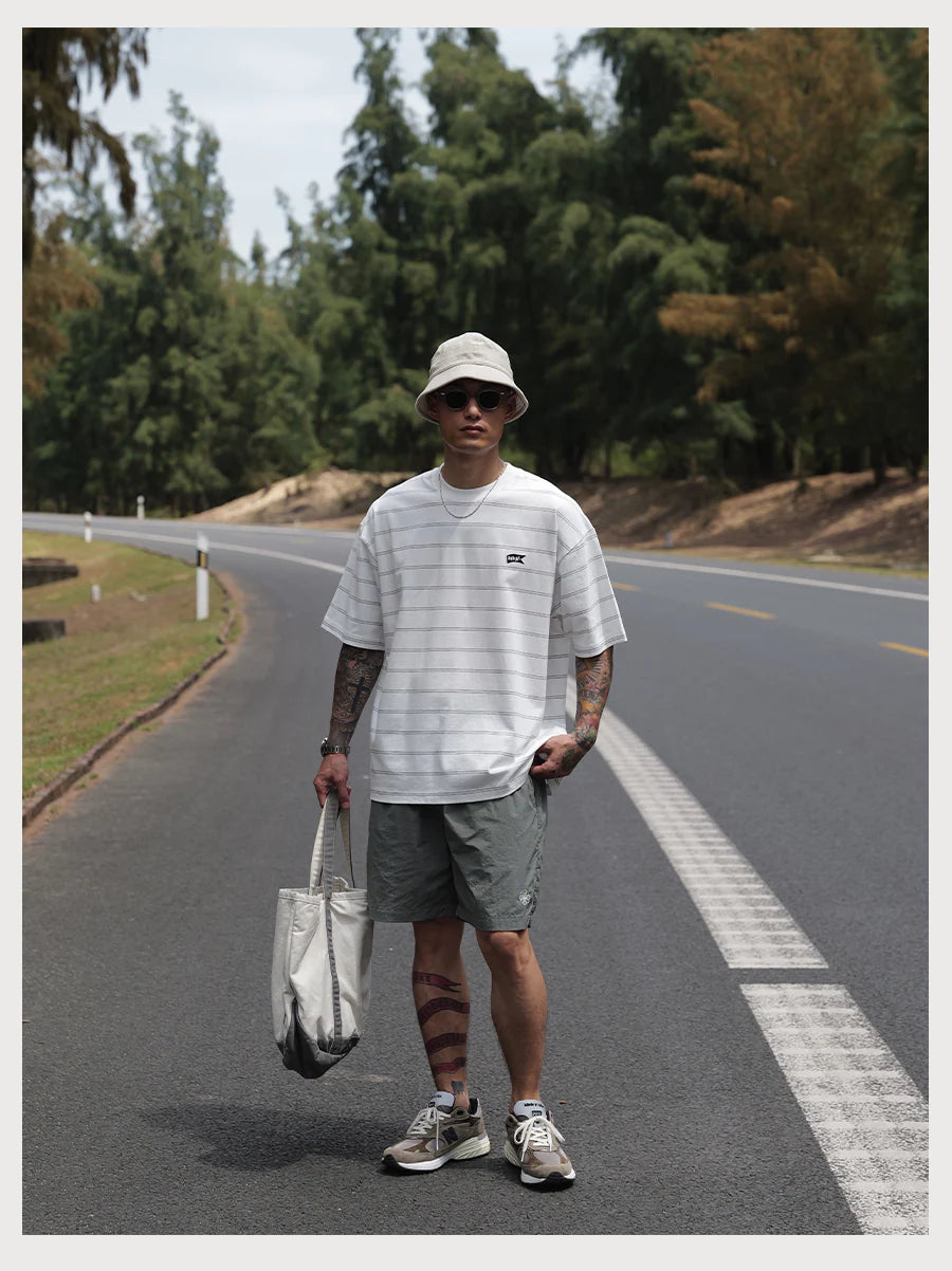 LOGO STRIPE TEE WHITE