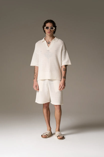 KNITTED SHORTS WHITE