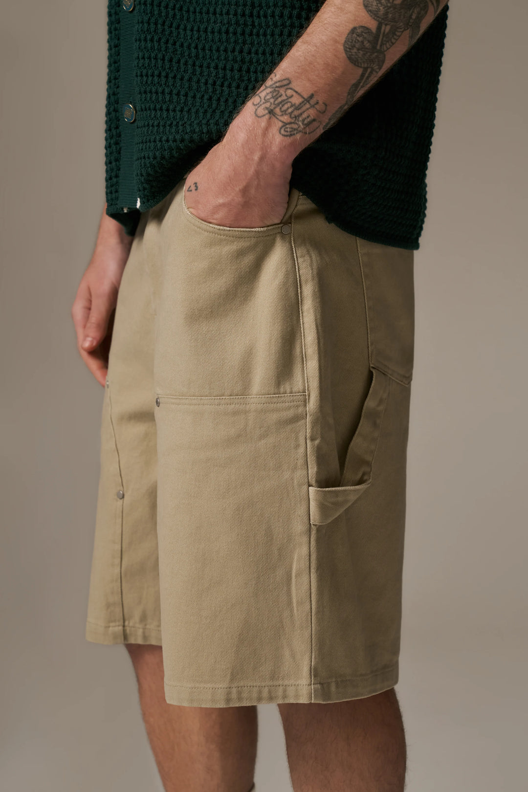 TWILL CARPENTER SHORTS BEIGE