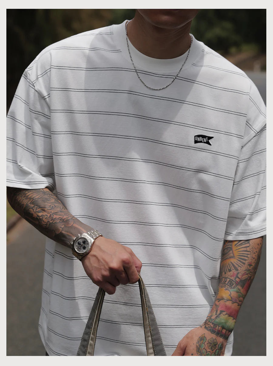 LOGO STRIPE TEE WHITE