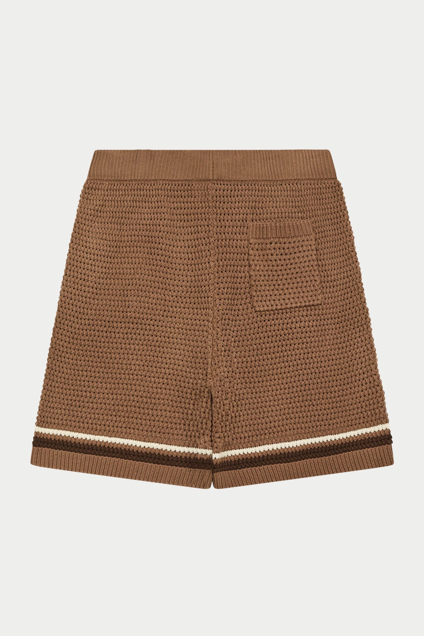 CROCHET KNITTED STRIPE SHORTS BROWN