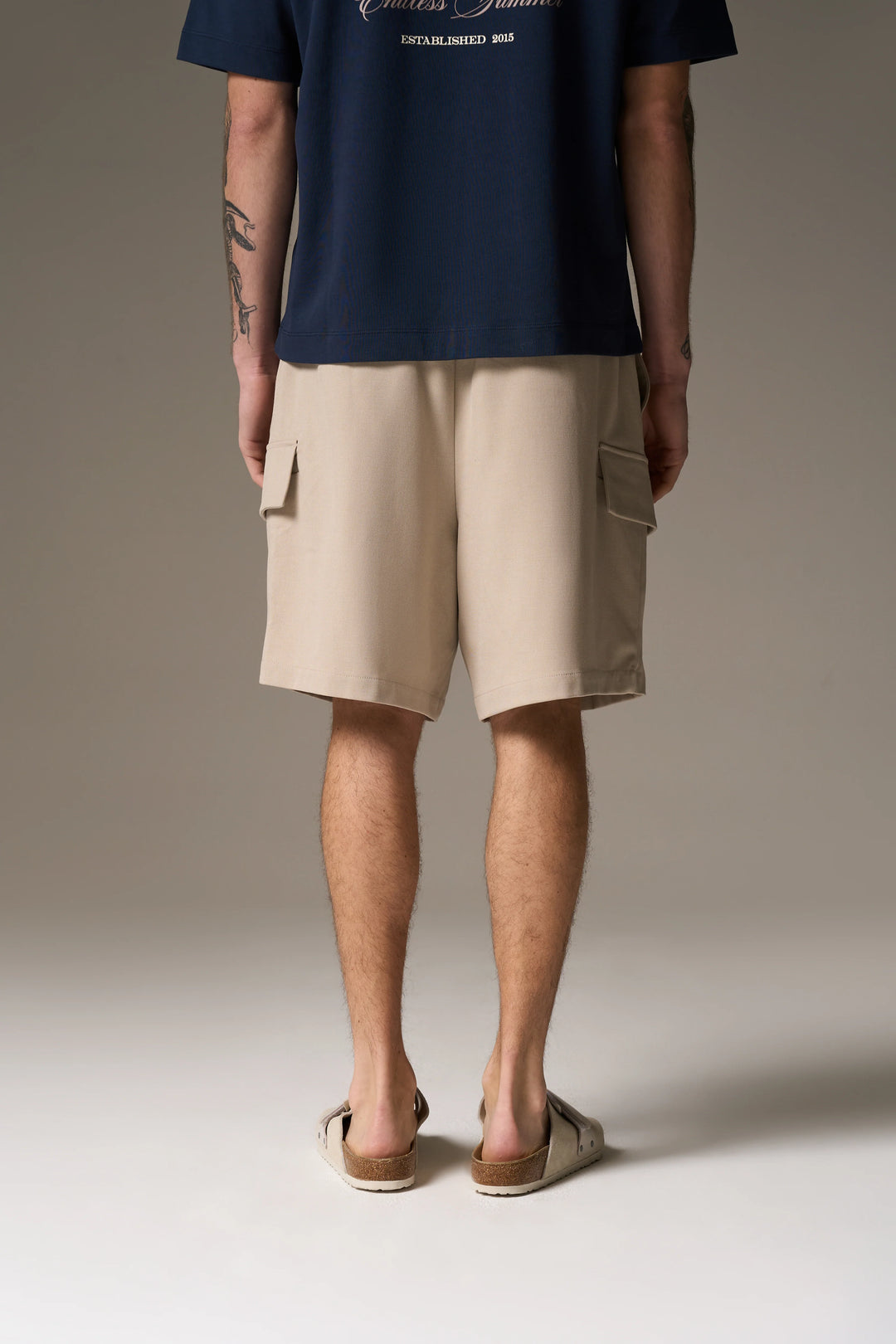 WIDE LEG SIDE POCKET SHORTS BEIGE