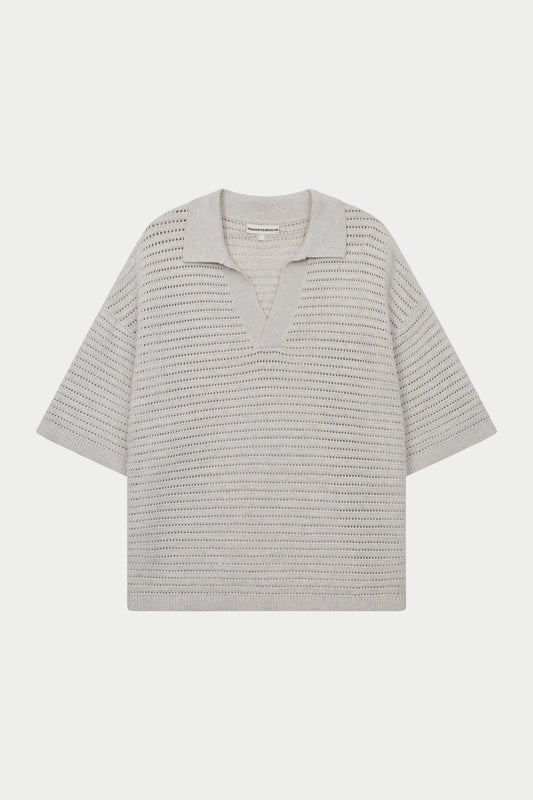 KNITTED POLO SHIRT LIGHT GREY