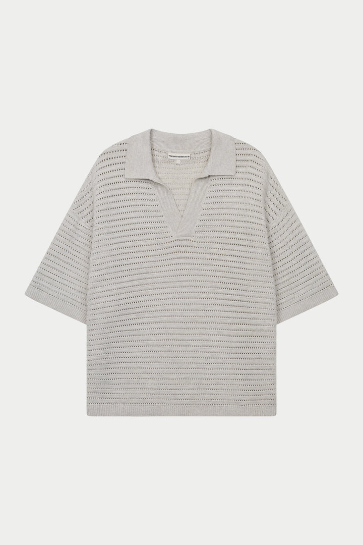 KNITTED POLO SHIRT LIGHT GREY