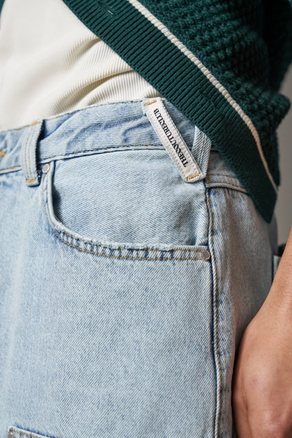 DENIM CARPENTER SHORTS BLUE WASH