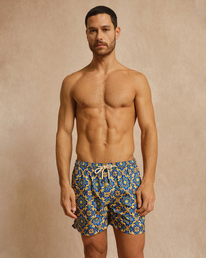 PENINSULA MEN'S RAPALLO SWIM SHORTS NAVY YELLOW
