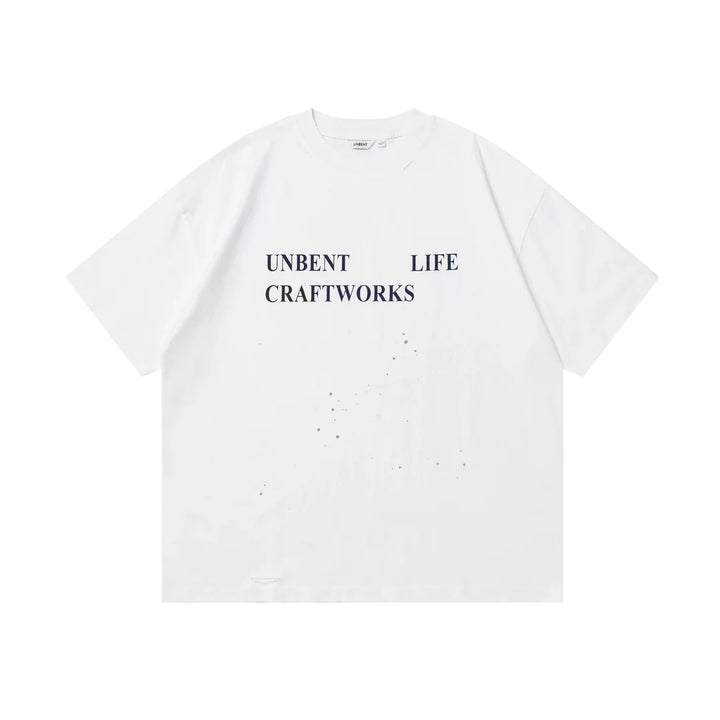 CRACKLE DISTRESSED PRINT TEE WHITE