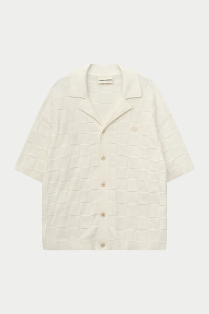 CHECKERBOARD KNITTED SHIRT OFF WHITE