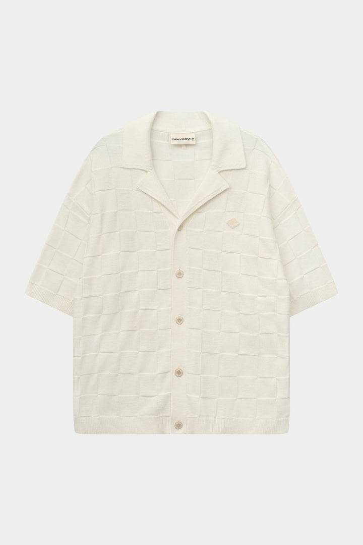 CHECKERBOARD KNITTED SHIRT OFF WHITE