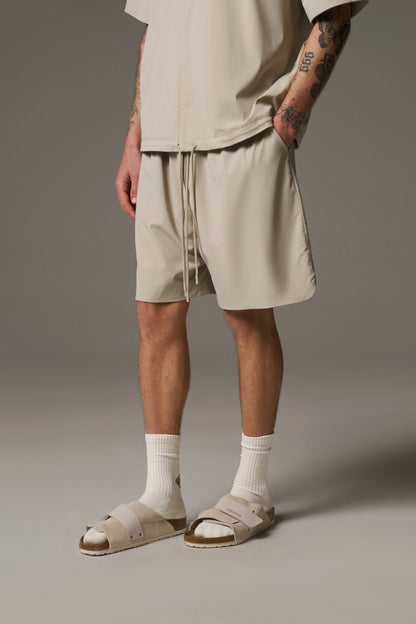 NYLON DRAWCORD SHORTS STONE