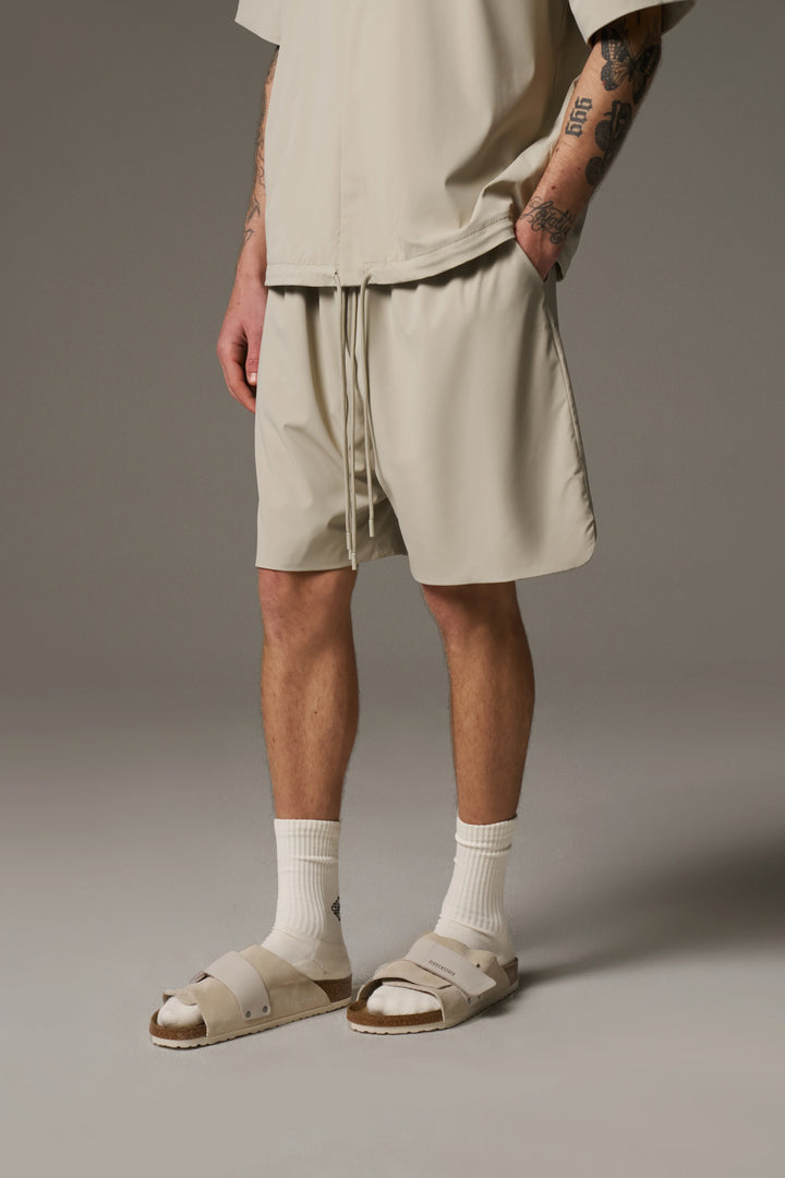 NYLON DRAWCORD SHORTS STONE