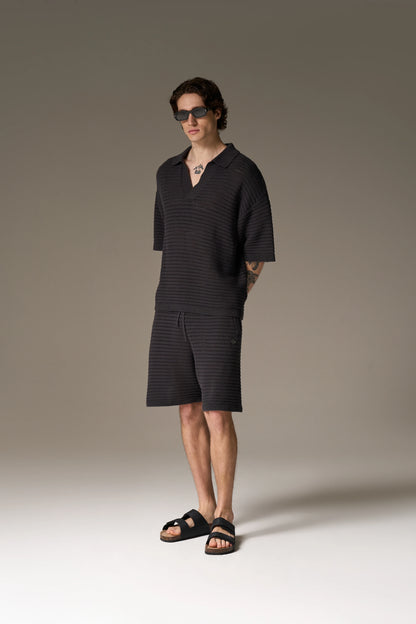KNITTED SHORTS CHARCOAL