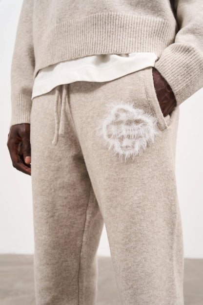 FLUFFY EMBLEM KNITTED JOGGERS