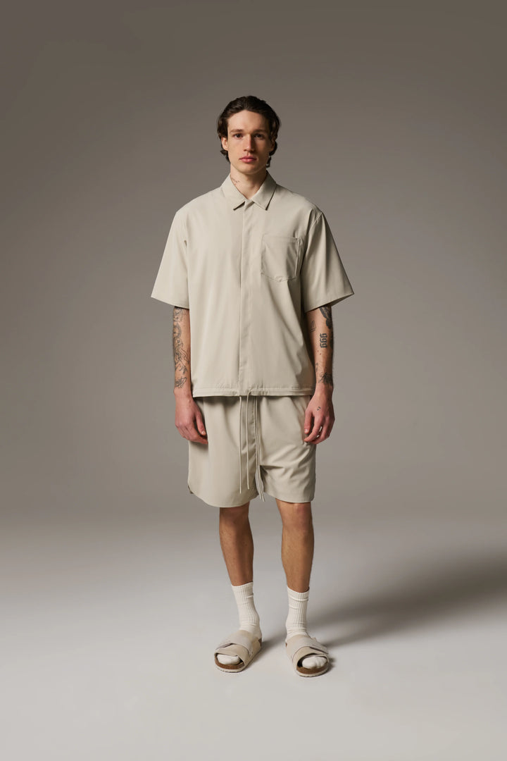 NYLON DRAWCORD SHIRT STONE