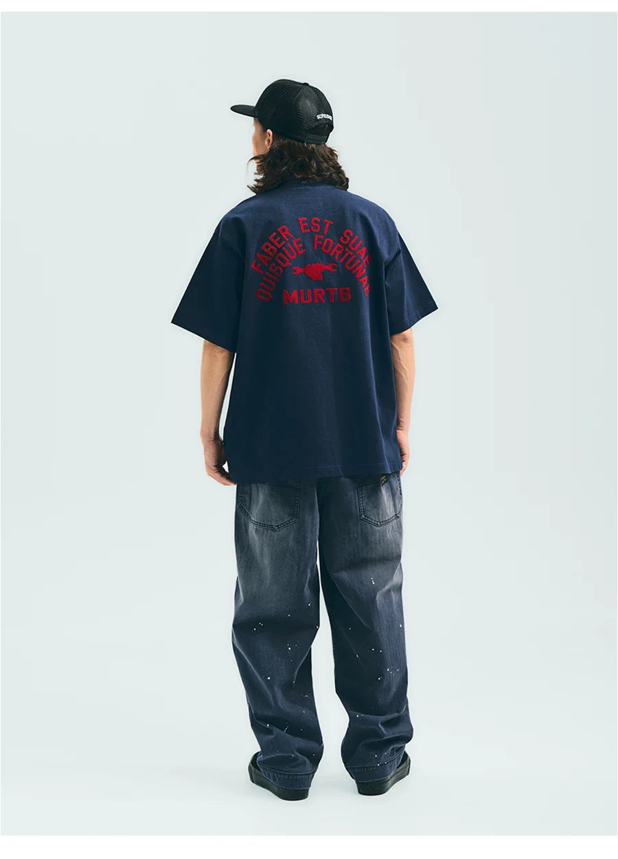 VINTAGE WASHED SPLASH INK CARGO PANTS GREY
