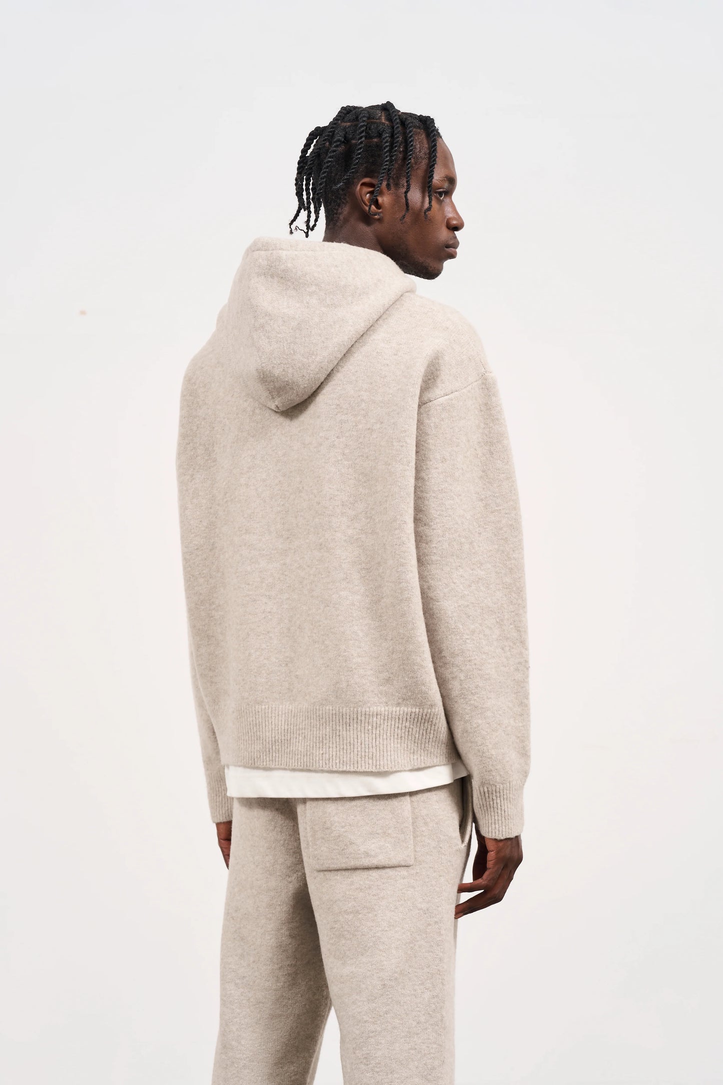 FLUFFY EMBLEM ZIP THROUGH KNITTED HOODIE