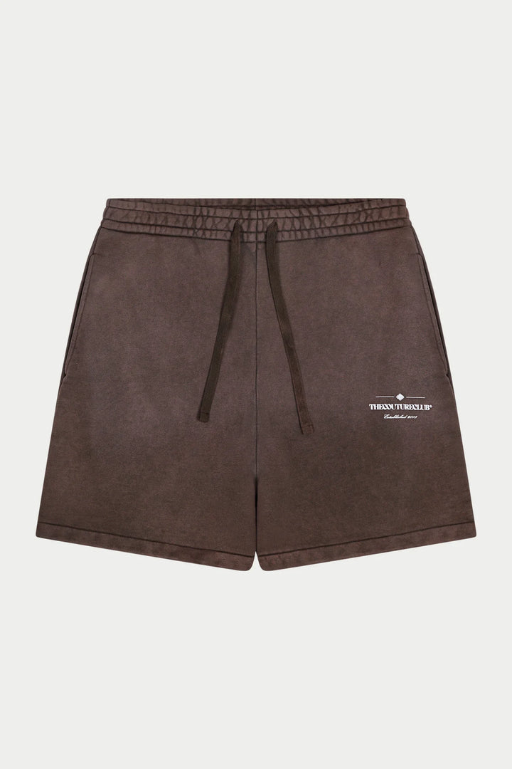 SPRAY WASH COPYRIGHT MULTI GRAPHIC SHORTS BROWN