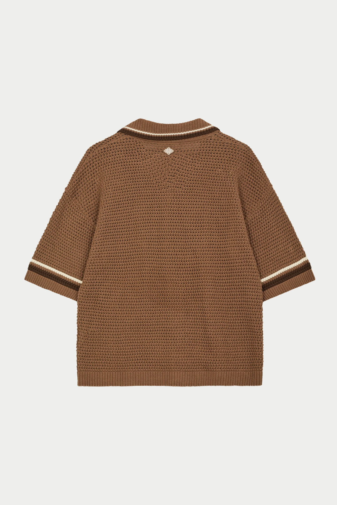 CROCHET KNITTED STRIPE SHIRT BROWN