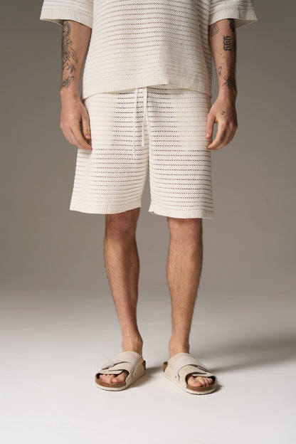 KNITTED SHORTS WHITE
