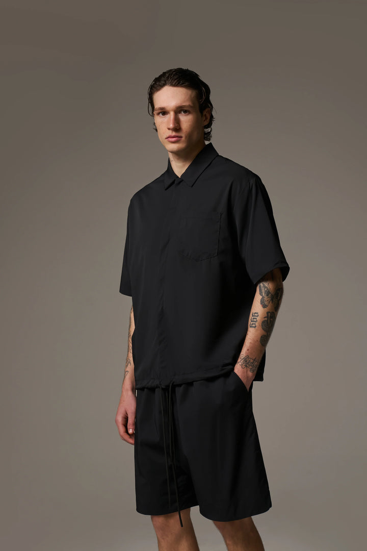 NYLON DRAWCORD SHIRT BLACK