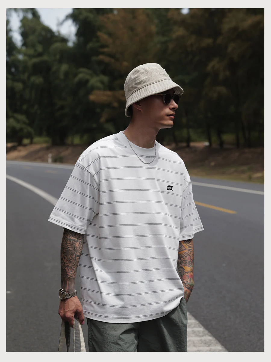 LOGO STRIPE TEE WHITE