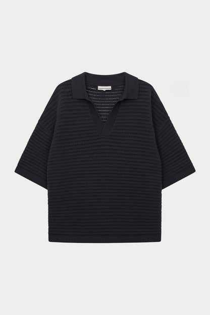 KNITTED POLO SHIRT CHARCOAL