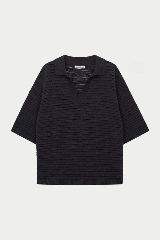 KNITTED POLO SHIRT CHARCOAL