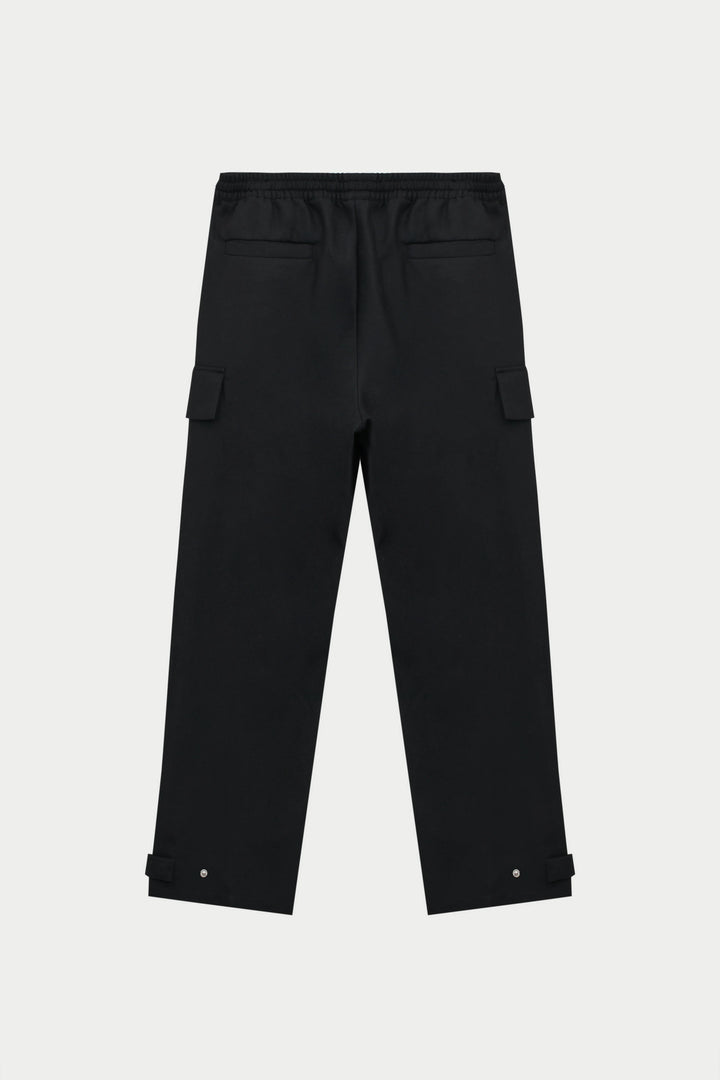 PLEATED WIDE LEG WOOL BLEND TROUSER BLACK
